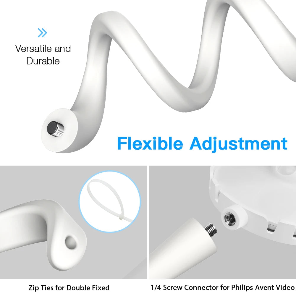 Flexible Twist Mount Bracket for Philips AVENT Baby Monitor Camera,Attaches to Crib Cot Shelves or Furniture