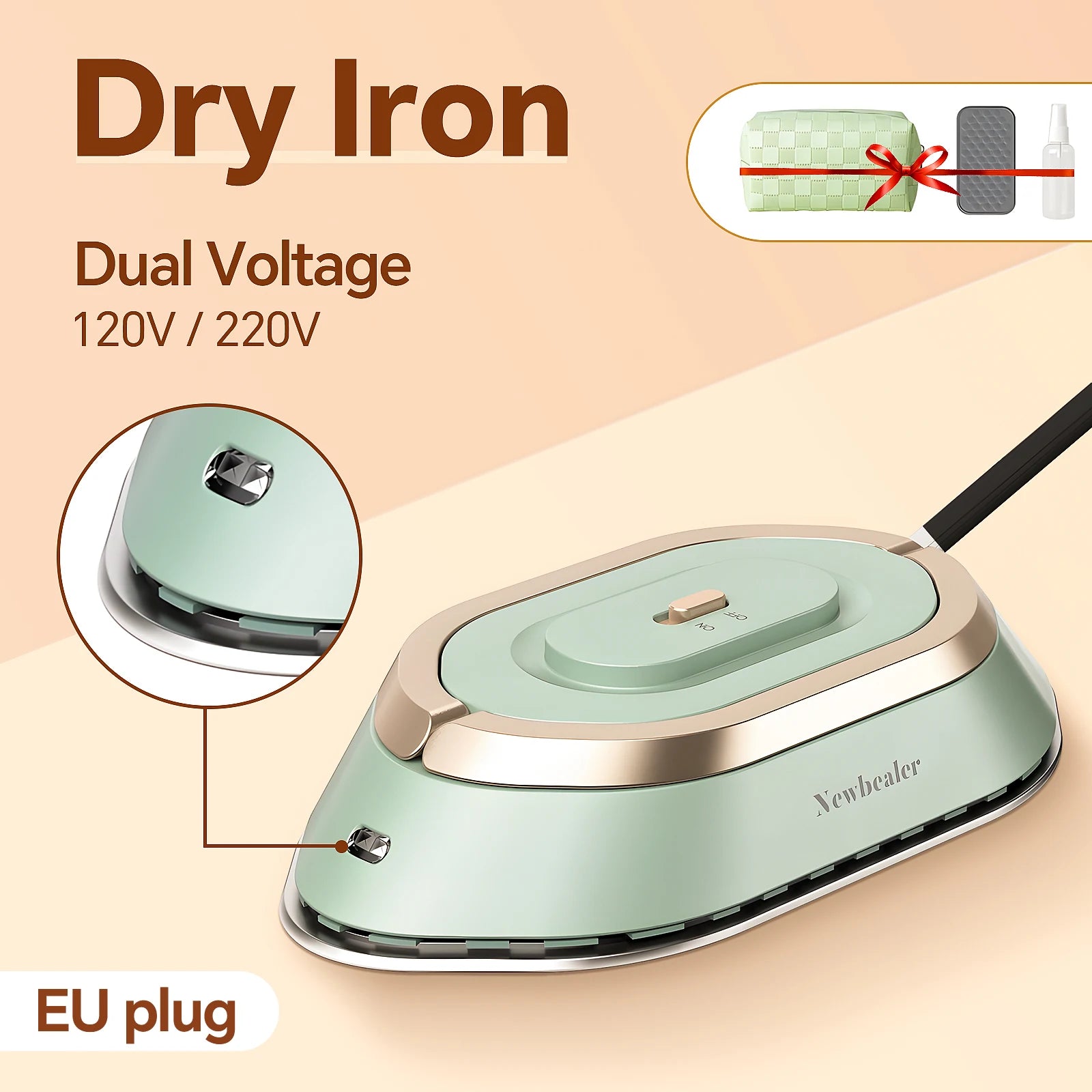 Mini Travel Iron for Clothes Dual Voltage Handle Electric Ironing Machine 30S Fast Heating Dry Wet Irons Garment Household Tools