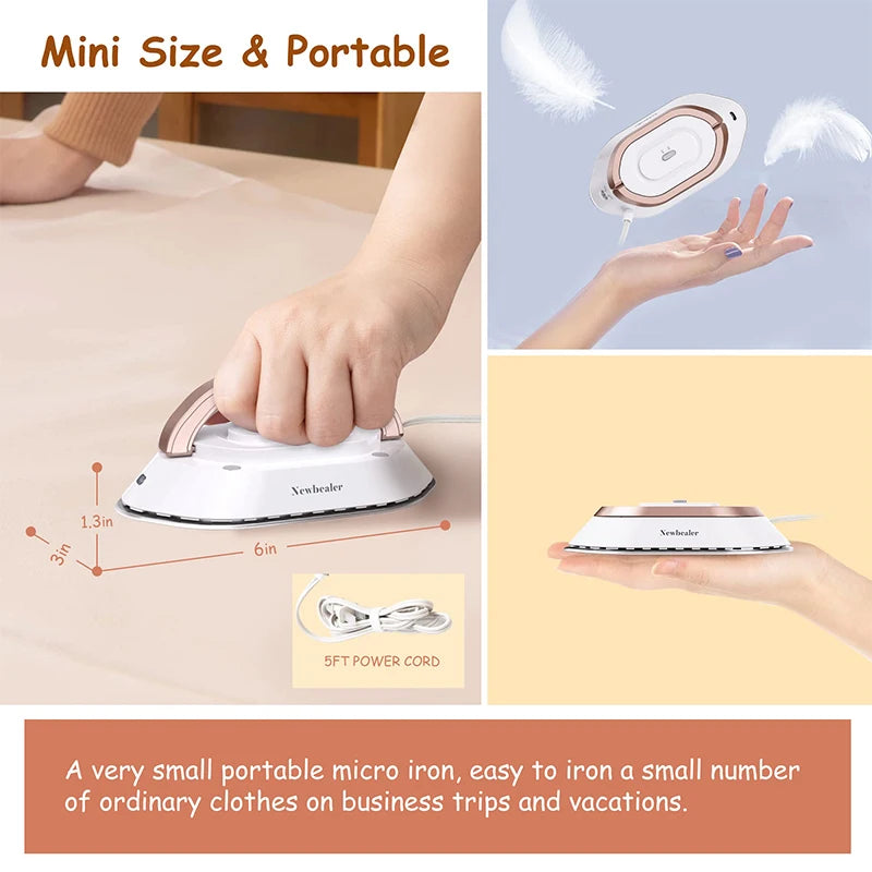 Mini Travel Iron for Clothes Dual Voltage Handle Electric Ironing Machine 30S Fast Heating Dry Wet Irons Garment Household Tools