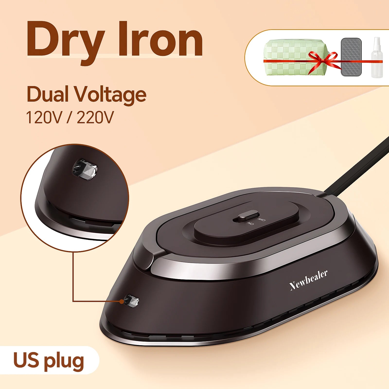 Mini Travel Iron for Clothes Dual Voltage Handle Electric Ironing Machine 30S Fast Heating Dry Wet Irons Garment Household Tools